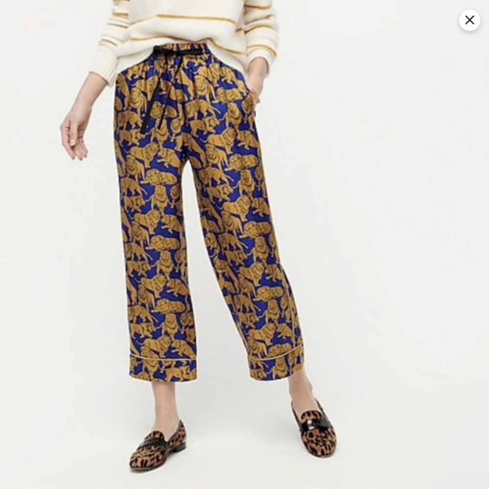 J.Crew Collection Silk Sleepy Lion Pants